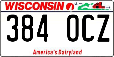 WI license plate 384OCZ