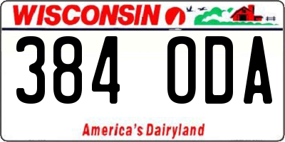 WI license plate 384ODA