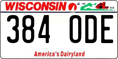 WI license plate 384ODE