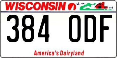 WI license plate 384ODF