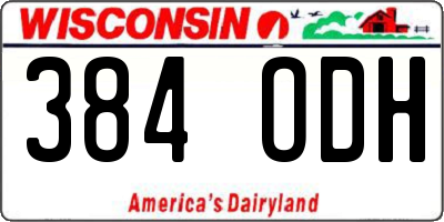 WI license plate 384ODH