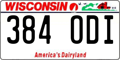 WI license plate 384ODI