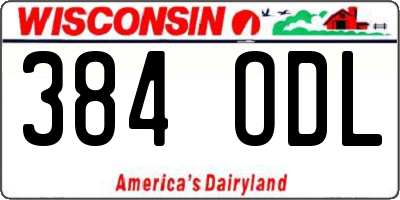 WI license plate 384ODL