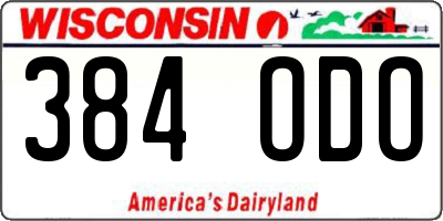 WI license plate 384ODO