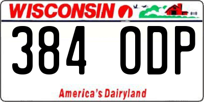 WI license plate 384ODP