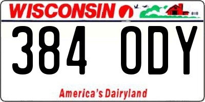 WI license plate 384ODY