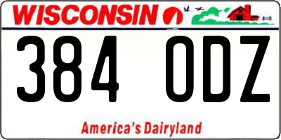 WI license plate 384ODZ