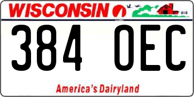 WI license plate 384OEC