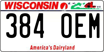 WI license plate 384OEM