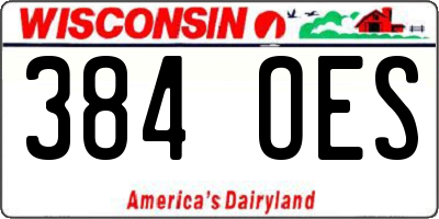 WI license plate 384OES