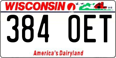 WI license plate 384OET