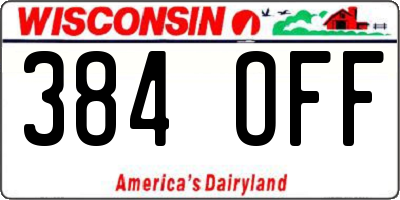 WI license plate 384OFF