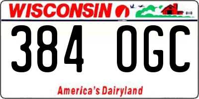 WI license plate 384OGC