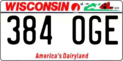 WI license plate 384OGE