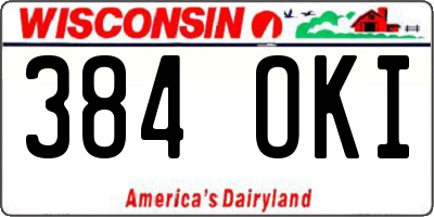 WI license plate 384OKI