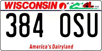 WI license plate 384OSU