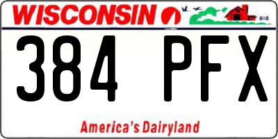 WI license plate 384PFX