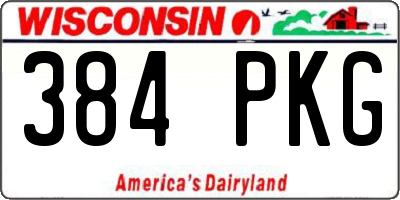 WI license plate 384PKG
