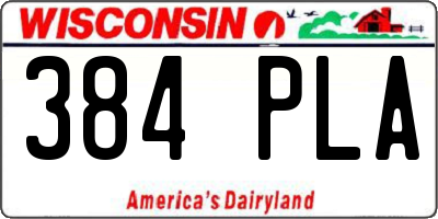 WI license plate 384PLA