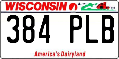 WI license plate 384PLB