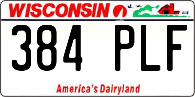WI license plate 384PLF