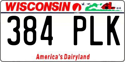 WI license plate 384PLK