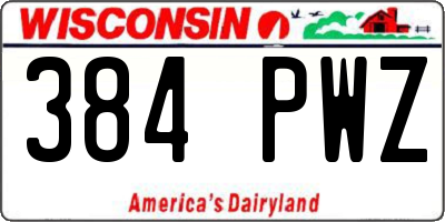 WI license plate 384PWZ