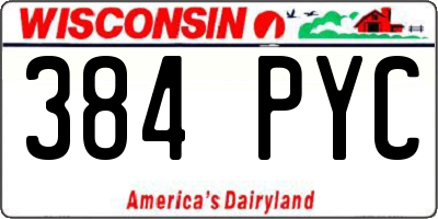 WI license plate 384PYC