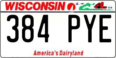 WI license plate 384PYE