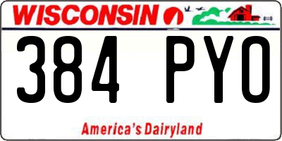 WI license plate 384PYO