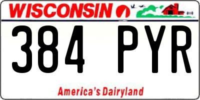WI license plate 384PYR
