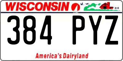 WI license plate 384PYZ