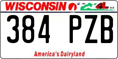 WI license plate 384PZB