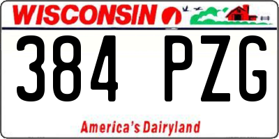 WI license plate 384PZG