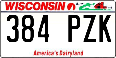 WI license plate 384PZK