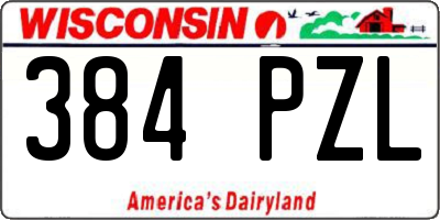 WI license plate 384PZL