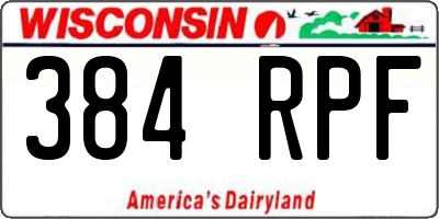 WI license plate 384RPF