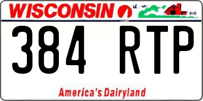 WI license plate 384RTP
