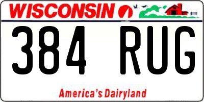 WI license plate 384RUG