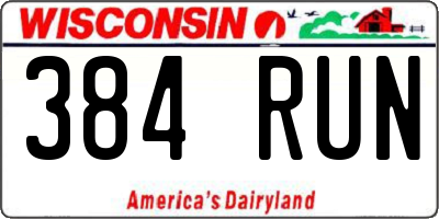WI license plate 384RUN