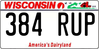 WI license plate 384RUP