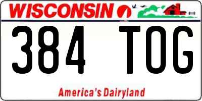 WI license plate 384TOG