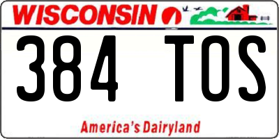 WI license plate 384TOS