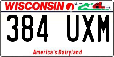 WI license plate 384UXM