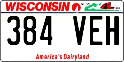 WI license plate 384VEH
