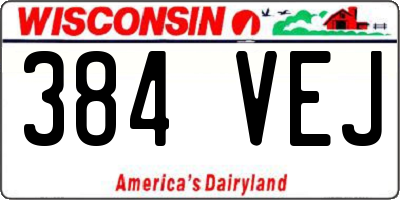 WI license plate 384VEJ