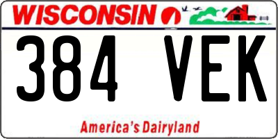 WI license plate 384VEK