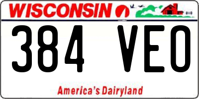 WI license plate 384VEO