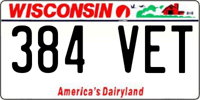 WI license plate 384VET