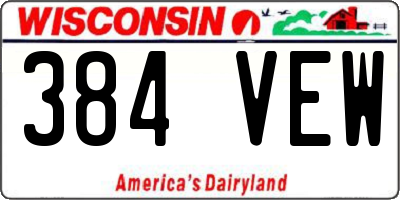 WI license plate 384VEW